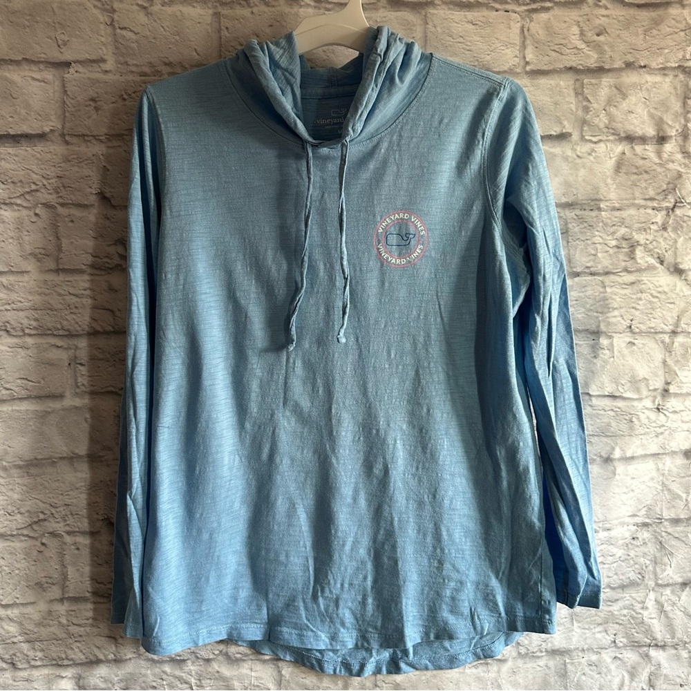 PREOWNED VINEYARD VINES BLUE LONG SLEEVE TSHIRT HOODIE WOMENS MEDIUM M